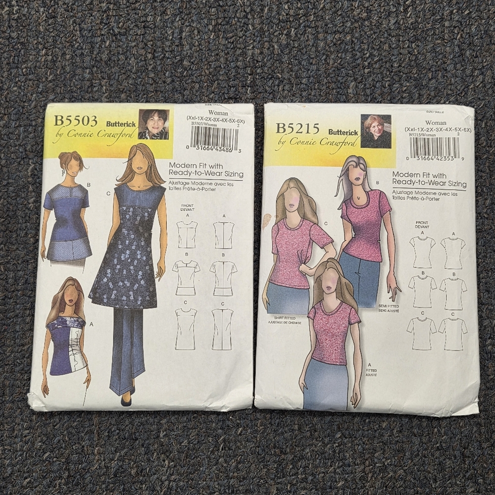 Butterick B5503 And B5215 Plus Size Shirts New Uncut